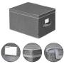 SONGMICS Set of 3 Foldable Storage Boxes with Lids, Fabric Cubes with Label Holders, Storage Bins Organizer, 11.8 x 15.7 x 9.8 Inches, Smoky Gray URYLB40G
