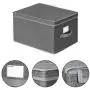 SONGMICS Set of 3 Foldable Storage Boxes with Lids, Fabric Cubes with Label Holders, Storage Bins Organizer, 11.8 x 15.7 x 9.8 Inches, Smoky Gray URYLB40G