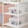 mDesign Stackable Closet Plastic Storage Bin Boxes with Lid - Container for Organizing Mens and Womens Shoes, Sandals, Wedges, Flats, Heels and Accessories - Small, 4 Pack - Clear Frost