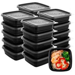 Meal Food Prep Containers with Lids, NewShip BPA Free Plastic Leftover Containers, Reusable Food Storage Containers, Dinner Freezer Saver Containers, Bento Boxes for Kids Lunch (20 oz) [20 Pack]