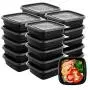 Meal Food Prep Containers with Lids, NewShip BPA Free Plastic Leftover Containers, Reusable Food Storage Containers, Dinner Freezer Saver Containers, Bento Boxes for Kids Lunch (20 oz) [20 Pack]