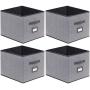 Onlyeasy Cloth Storage Bins Foldable Cube Storage Bin 4 Pack - Fabric Cube Organizers Container Drawers with Dual Handles for Shelves, 13 x 15 x 13 inch, Linen-Like Grey, 7MXDBXL04PLP