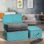 Sorbus Storage Boxes Woven Basket Bin Container Tote Cube Organizer Set Stackable Storage Basket Woven Strap Shelf Organizer Built-in Carry Handles (Woven Lid Baskets - Aqua)