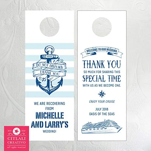 Cruise Ship Anchor Shhh Do Not Disturb Wedding Door Hangers (Sets of 10)