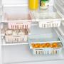 MOGOI Retractable Fridge Drawer Organizer, Kitchen Refrigerator Fridge Storage Boxes Keep Fridge Tidy Shelf Holder Food Container Baskets Storage Containers Magnet Set for Fruits Drink Juice Vegetables