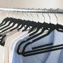 Basic-center 100PCS New Home Indoor Bedroom Wardrobe Shop Non Slip Velvet Clothes Suit/Shirt/Pants Hangers Space Saving Black Compact Durable Long Lasting Portable