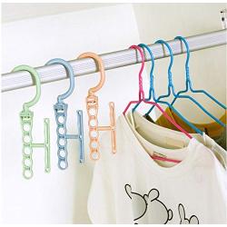 10pcs Random Color Coat Hangers for Clothes Creative Rotating Handle 5-Hole Windproof Hook Baby Wardrobe