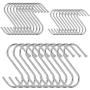 GOLDENLIGHT 30pcs S Hooks 3 Sizes Large Medium Small Sizes, Stainless Steel S Hooks for Hanging Heavy Duty Hanging Hooks Sliver