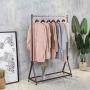 FURVOKIA Modern Simple Heavy Duty Metal Rolling Garment Rack with Wheel,Retail Display Clothing Rack,Wrought Iron Single Rod Floor-Standing Hangers Clothes Shelves (Red Copper Square Tube, 47.2 L)