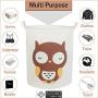 BOOHIT Cotton Fabric Storage Bin,Collapsible Laundry Basket-Waterproof Large Storage Baskets,Toy Organizer,Home Decor (Owl)
