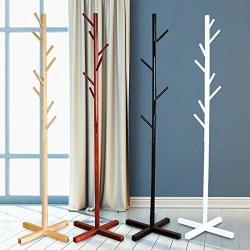 ZWH-Coat rack Floor Standing Hat and Coat Coat Rack Clothes Hat Tree Stand Hanger Solid Wood Bedroom Creative Home Single Pole (Color : Dark Coffee)