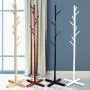 ZWH-Coat rack Floor Standing Hat and Coat Coat Rack Clothes Hat Tree Stand Hanger Solid Wood Bedroom Creative Home Single Pole (Color : Dark Coffee)