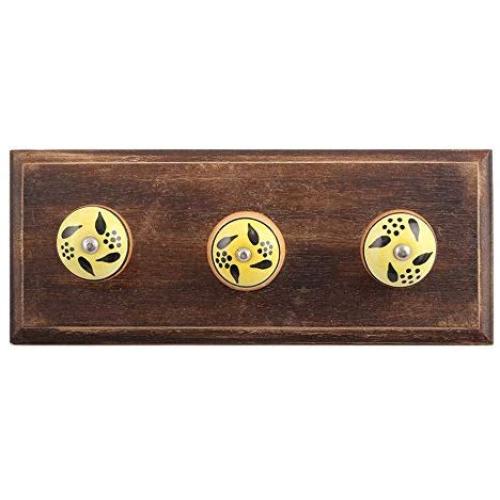 Indianshelf Handmade 2 Artistic Vintage Black Wooden Leaf Coat Hooks Hangers/Clothes Hooks Door Mount