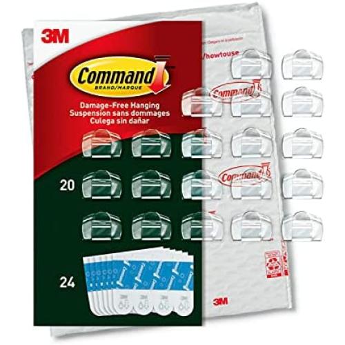 Command Outdoor Light Clips, Clear, 20-Clips, 24-Strips, Decorate Damage-Free