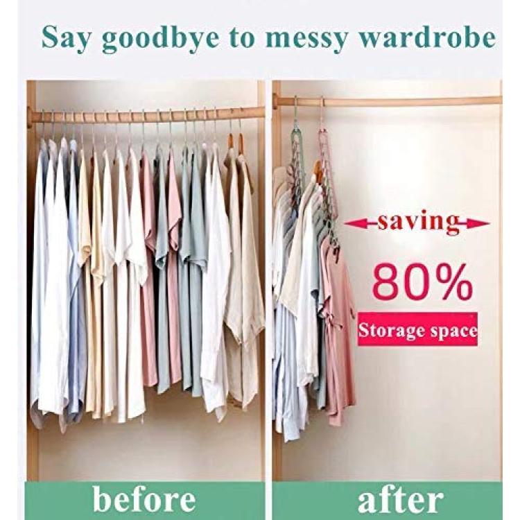 6 Pack Magic Hangers Space Saving Hangers Closet Space Saver Hanger  Organizer Multi Hangers Sturdy Plastic For Heavy Clothes