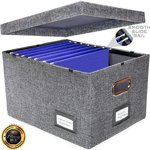 New and Improved Collapsible Hanging File Storage Organizer with Smooth Sliding Rail | Office Hanging File Boxes Storing Solution| Fits Letter/Legal | Charcoal | Rolling Dolly Wheels Available | 1 Pack New and Improved Collapsible Hanging File Storage Organizer with Smooth Sliding Rail | Office Hanging File Boxes Storing Solution| Fits Letter/Legal | Charcoal | Rolling Dolly Wheels Available | 1 Pack