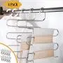 IDEALCRAFT Pants Hangers Scarf Hanger 5 Layers Space Saving Stainless Steel Clothes Organizer with 10 Clips, S Shape(4 Pack) IDEALCRAFT Pants Hangers Scarf Hanger 5 Layers Space Saving Stainless Steel Clothes Organizer with 10 Clips, S Shape(4 Pack)