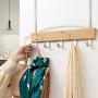 Over The Door Hanger - 5 Hook DIY Assembly Rack for Towels, Clothes, Coat, Jackets, Scarves, Bags Hanger in The Bathroom, Bedroom Door Storage (Brown Bamboo Wood)