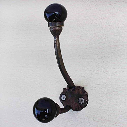 Indianshelf Handmade 1 Artistic Vintage Black Iron Solid Clothes Hooks Hangers/Utlility Hooks