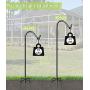 Garbuildman 60 Inch Tall Shepherd Hooks with 5-Forked Base, Adjustable Heavy Duty Bird Feeder Pole Stand Hanger for Outdoor, Shiny Black, 2 Pack