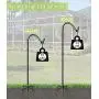 Garbuildman 60 Inch Tall Shepherd Hooks with 5-Forked Base, Adjustable Heavy Duty Bird Feeder Pole Stand Hanger for Outdoor, Shiny Black, 2 Pack