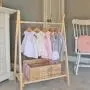 Clothing Rack, Nursery Decor, Dress Up Station, Kids Clothing Storage, FOLDS UP, 40x26 in Tall Wooden Clothes Rack with Canvas Storage Shelf