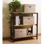 Prandom Collapsible Storage Cubes with Lids Fabric Decorative Storage Bins Boxes Organizer Containers Baskets with Cover Handles for Bedroom Closet Living Room 14.9x9.8x9.8 Inch 3 Pack