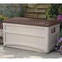 Suncast 73-Gallon Medium Deck Boxes - Lightweight Resin Indoor/Outdoor Storage Container and Seat for Patio Cushions and Gardening Tools - Store Items on Patio, Garage, Yard - Taupe