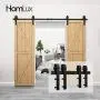 Homlux 8ft Heavy Duty Sturdy Sliding Barn Door Hardware Kit Double Door - Smoothly and Quietly - Simple and Easy to Install - Fit 1 3/8-1 3/4" Thickness Door Panel(Black)(J Shape Hangers) Homlux 8ft Heavy Duty Sturdy Sliding Barn Door Hardware Kit Double Door - Smoothly and Quietly - Simple and Easy to Install - Fit 1 3/8-1 3/4" Thickness Door Panel(Black)(J Shape Hangers)