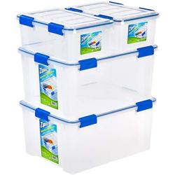 Ziploc WeatherShield 16 and 60 Quart Storage Box, 4 Pack, Clear