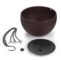 Hanging Flower Pot Balcony Brown Plastic Rattan Design Hanging Bowl Hanging Hanging Pile Bag 2 Planting Basketball-Shaped Hanging Basket Modern Decorative Hanger