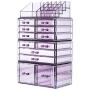 Readaeer Makeup Cosmetics Organizer Storage Display Boxes with 12 Drawers (Purple)