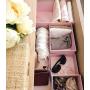 Happibox Hikidashi Boxes Set of 3 | Dresser Drawer Organizer for Clothes | Decorative Storage Boxes with Lid | Clothing Organizer | Desk Drawer Organizer| Organizing Bin | Memory Boxes | Cardboard (Pink)