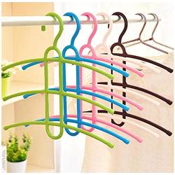 10pcs Random Color Layers Clothes Hanger Fishbone Type Clothing Towel Storage Rack Closet Wardrobe Space Saver Hanging Rack Multifunctional Useful