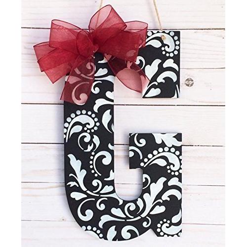 Monogram Door Hanger, Home Décor, Damask Door Sign
