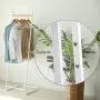 JEFEE Garment Rack Hang Clothes Rack Simple Garment Rack for Garment Storage Display, Heavy Duty Metal Clothes Rack, Hang Clothes Rack Covers a Small Area, Simple and Fashionable, White