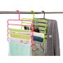 JINBEST Multi-Purpose Clothes Hanger Plastic 5 Layers Pants Trousers Hanger No Slip Storage Hanging Rack Closet Hangers (Green)