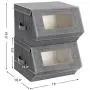 SONGMICS Set of 2 Stackable Storage Bins with Transparent Windows, Magnetic Lid and Side Handles, for Toys, Clothes, Gray and Beige URPLB02G SONGMICS Set of 2 Stackable Storage Bins with Transparent Windows, Magnetic Lid and Side Handles, for Toys, Clothes, Gray and Beige URPLB02G