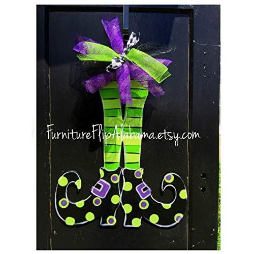Halloween witch legs door hanger Hocus Pocus wreath
