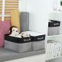 Foldable Storage Bins [3pc/Pack] Cotton Blend Collapsible Organizing Boxes Storage Baskets with Handles Household