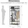 LANGRIA Heavy-Duty Zip Up Closet Shoe Organizer with Detachable Brown Cloth Cover Wardrobe Metal Storage Clothes Rack Armoire with 4 Shelves and 2 Hanging Rods Max Load 463 lbs.
