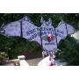 Gray and Black Ouija Spirit Board Red Resin Bat Skull Hand Made Wooden Bat Home Decor Wall Plaque Hanger