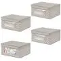 mDesign Soft Stackable Fabric Closet Storage Organizer Holder Boxes - Clear Window, Attached Lid, for Child/Kids Room, Nursery - Chevron Zig-Zag Print - Small, 4 Pack - Taupe/Natural mDesign Soft Stackable Fabric Closet Storage Organizer Holder Boxes - Clear Window, Attached Lid, for Child/Kids Room, Nursery - Chevron Zig-Zag Print - Small, 4 Pack - Taupe/Natural