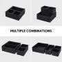 Woven Storage Boxes Cube Basket Bin Container Tote Organizer Divider for Drawer,Closet,Shelf, Dresser,Set of 4 (Black)