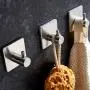 Upgraded 3M Self Adhesive Hooks, Heavy Duty Wall Hooks Space Aluminum Hangers on Home Bathroom Kitchen for Hanging keys,Towels,Robes,Coats,Clothes,Bags,hats-4 Packs