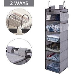 StorageWorks Hanging Closet Organizer, 6-Shelf Dorm Room Closet Organizers and Storage, Gray, 42”H x 12”W x 12”D