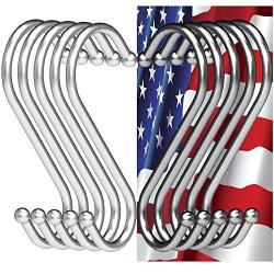 RE-Style S Hooks Kitchen Pot Racks- Hooks 4 inch, Metal+Chrome hook hanger clothes storage rack, Hangers for Kitchen, Bathroom, Garage. Heavy Duty S Shaped 10 Pack