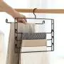 HANXIAODONG Clothes Hangers for Skirt Suit Coat Pack of 2 Detachable Clothes Pants Hangers 5 Layers Aluminum Alloy Pant Slack Hangers Closet Storage Organizer for Pants Jeans Scarf Towel Hanging