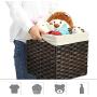 SONGMICS Set of 3 Rattan-Style Storage Baskets Bins, Storage Cubes, Indoor Collapsible Toy Organizer, 27L Decorative Bins with Metal Frame and Handles, Bedroom Closet Laundry Room, Brown URRB130BR