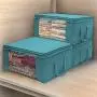 Sorbus Foldable Storage Bag Organizers, Large Clear Window & Carry Handles, Great for Clothes, Blankets, Closets, Bedrooms, and More (3-Pack, Aqua)